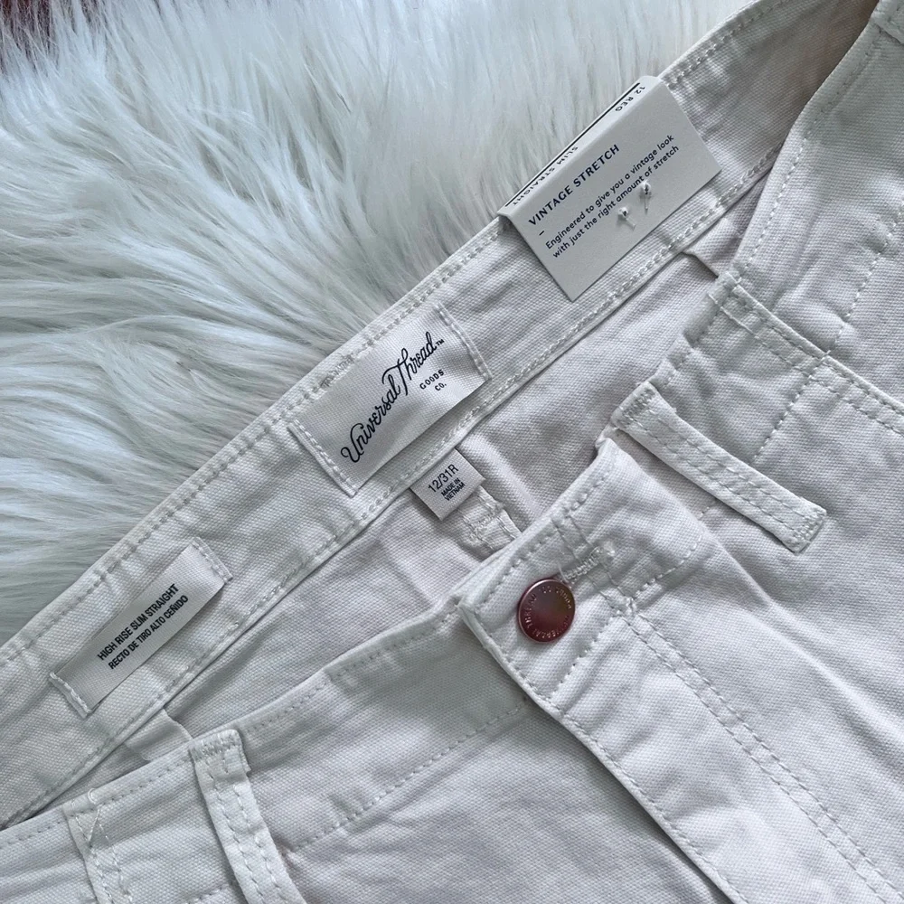 NWT Universal Thread™ High-Rise Slim Straight Jeans - Off-White- Size 12